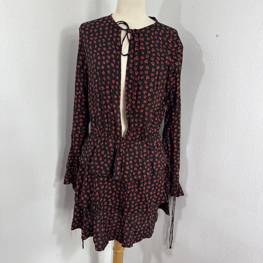 Motel Mini Dress Womens Large Multi Kepsibelle Dotty Rose‎ Tiered Summer Y2K